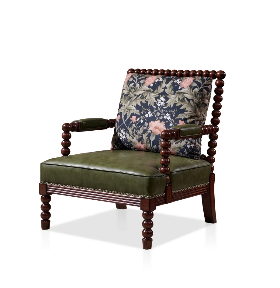 

Modern Vintage Wooden Frame Sofa Chair Comfortable Fabric Lounge Accent Ottoman Home Living Room Furniture