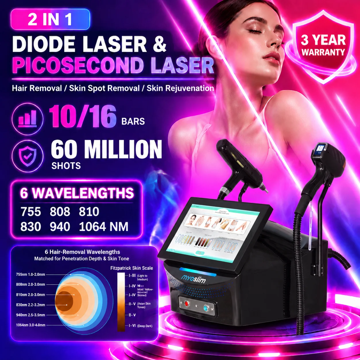 Cooling Gel For Laser Hair Removal - 2 in 1 Picosecond Laser Machine