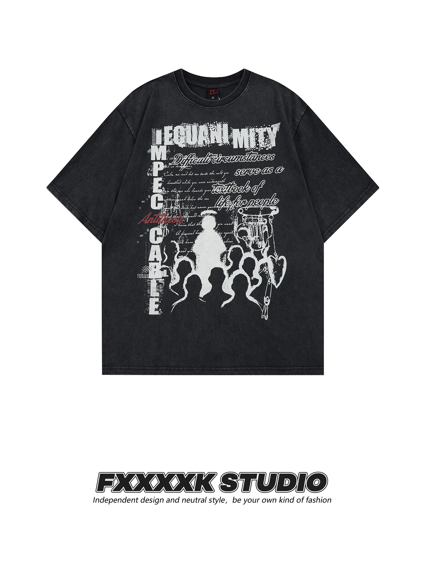 

Оригинальная футболка FXK в стиле ретро, американский модный бренд, винтажный дизайн с надписями, оверсайз, уличный стиль, короткий рукав.