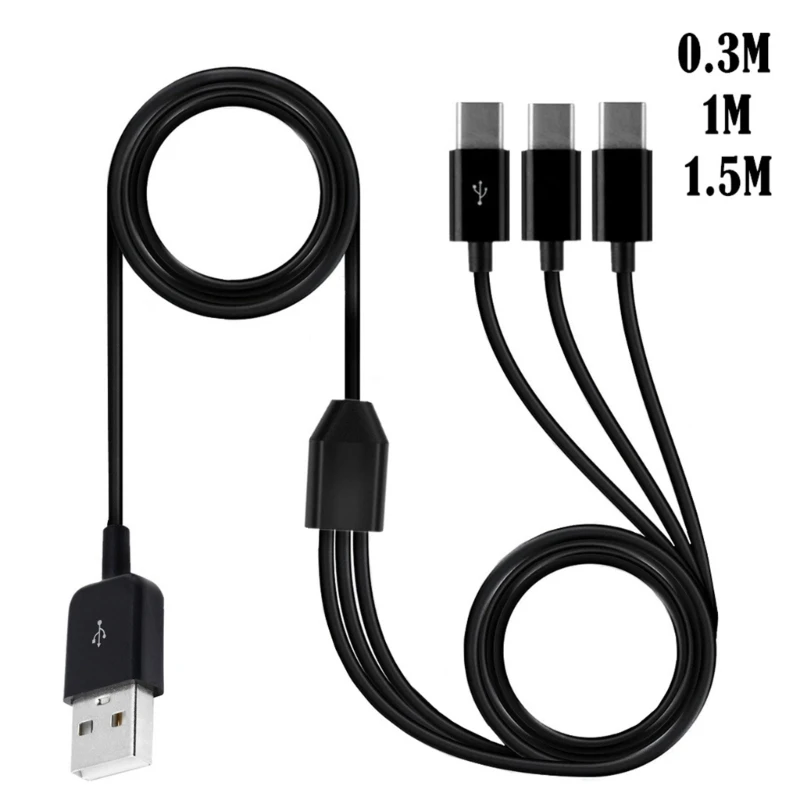 

USB C Splitter Cable,USB A Male to 3 Type-C Male Data Sync Cable,3 in 1 Charging Cord Fast for Mobile