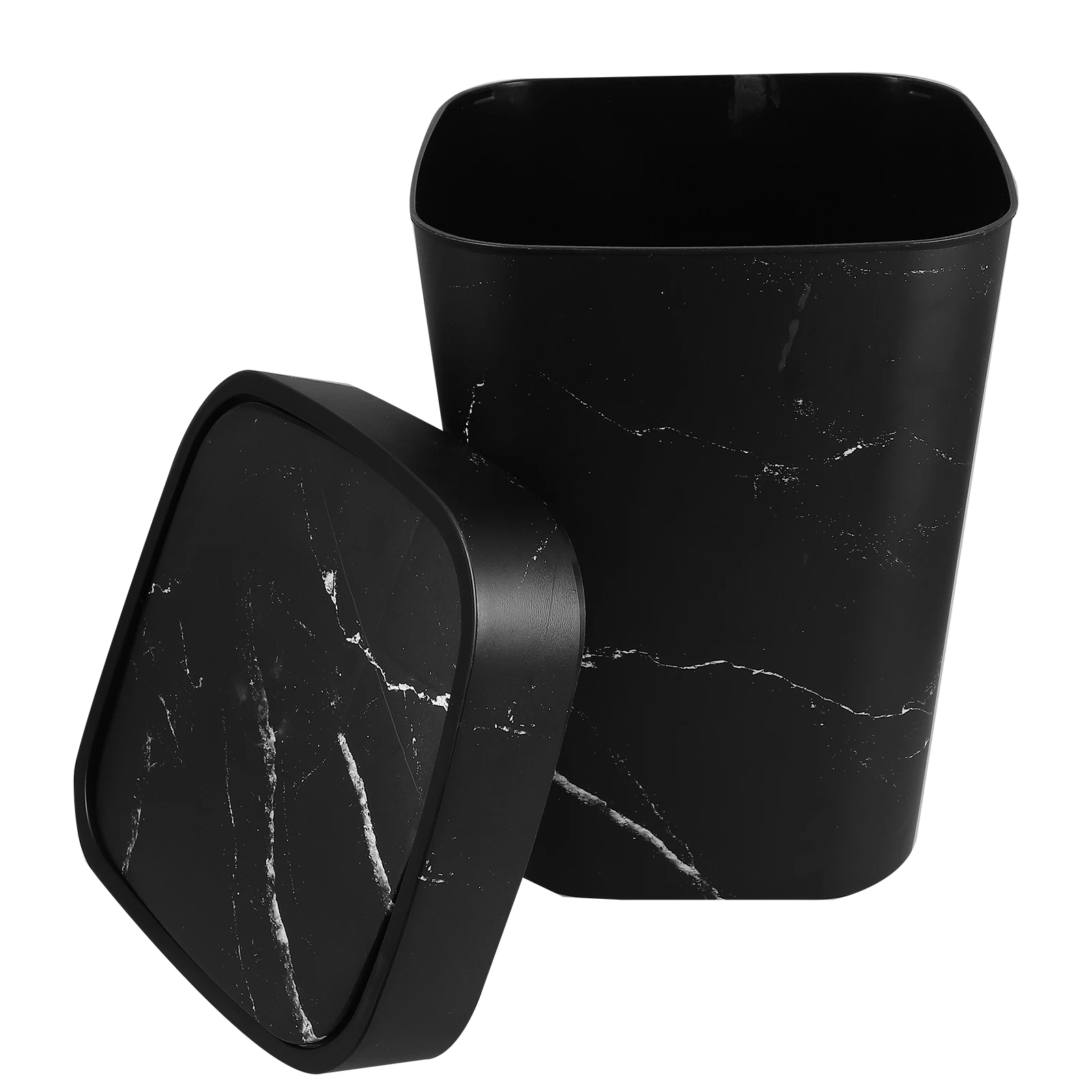 

Marbled Trash Can Bathroom Dustbin Garbage Waste Baskets Swing Plastic Bedroom Office