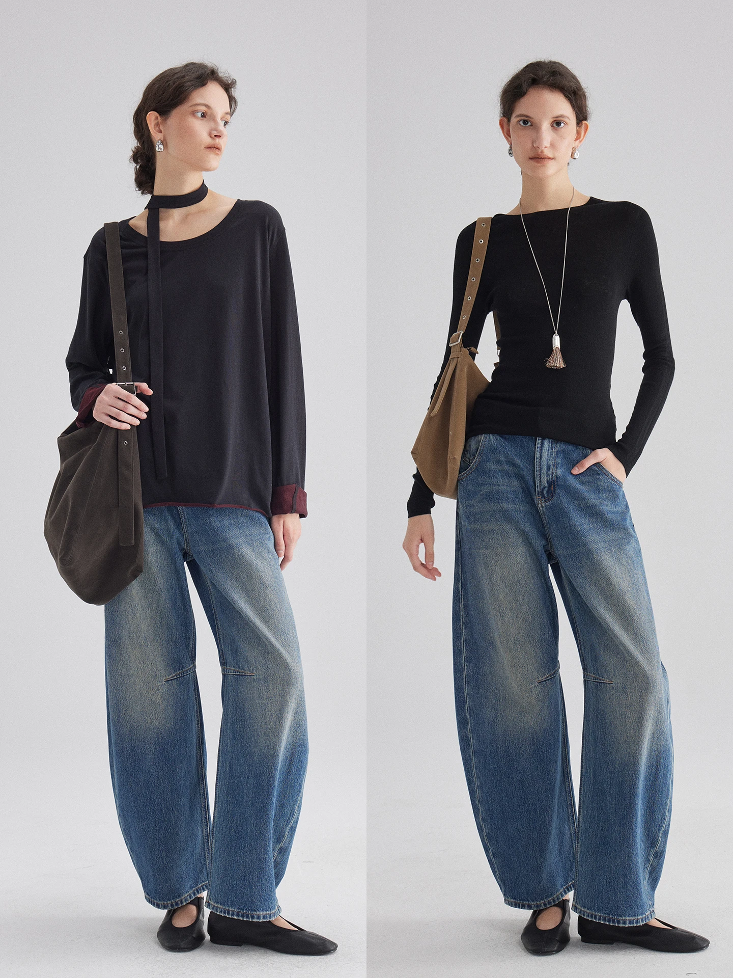 

Ретро джинсы свободного кроя с широкими штанинами, простой крой, скрывающие бедра, женские повседневные брюки из смесового хлопка, удобные джинсы