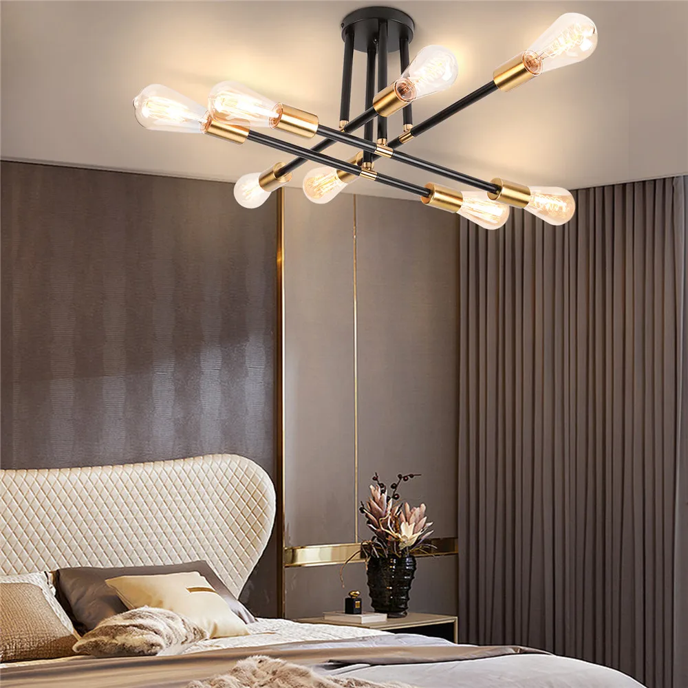 

Modern Nordic Ceiling Light Fixtures Black Gold Chandeliers Home Lighting Lamp Indoor Pendant for Bedroom Living Room Restaurant