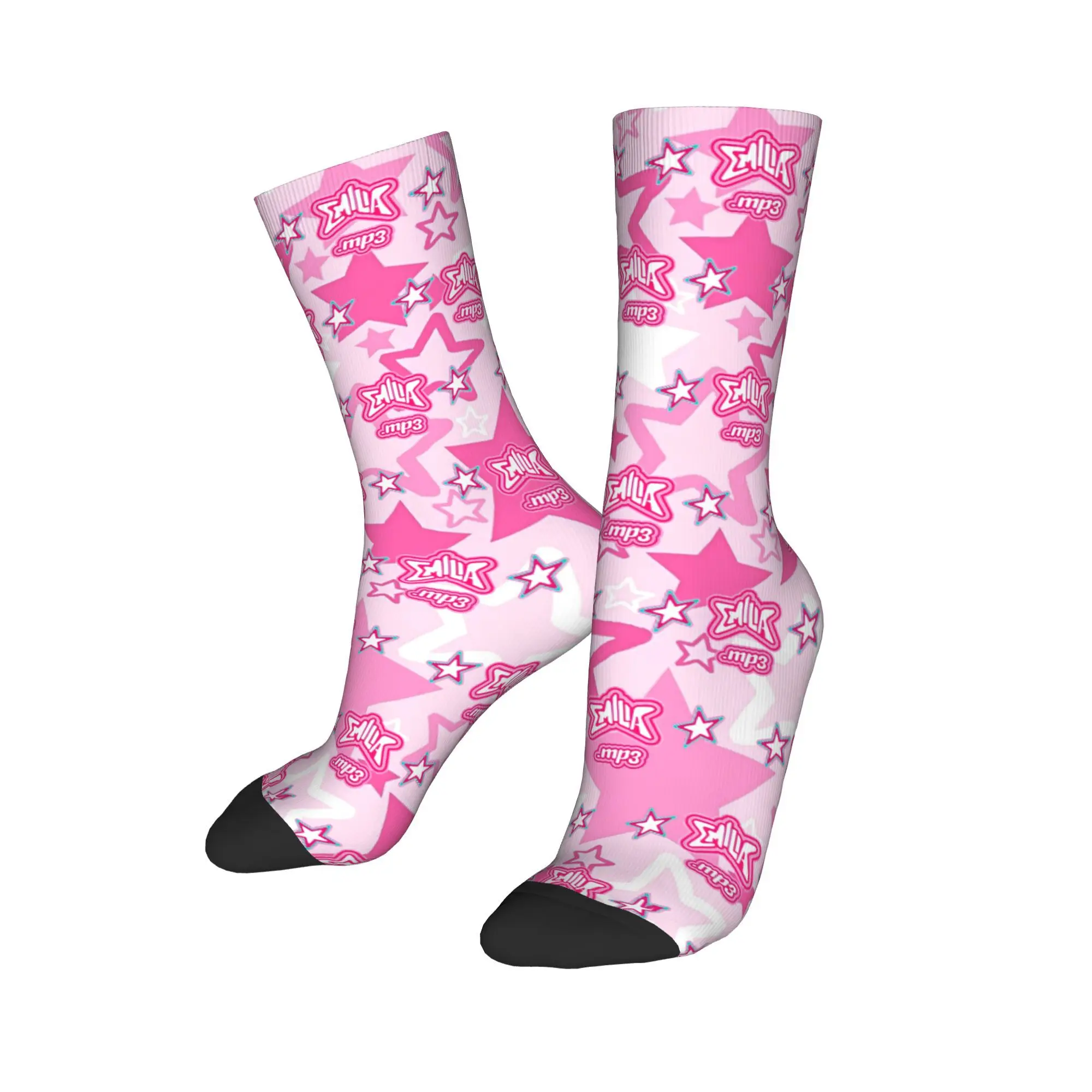 Emilia Mernes Mp3 Socks Men's Women's Polyester Fashion  Socks Hip Hop Spring Summer Autumn Winter Middle Tube Socks Gifts