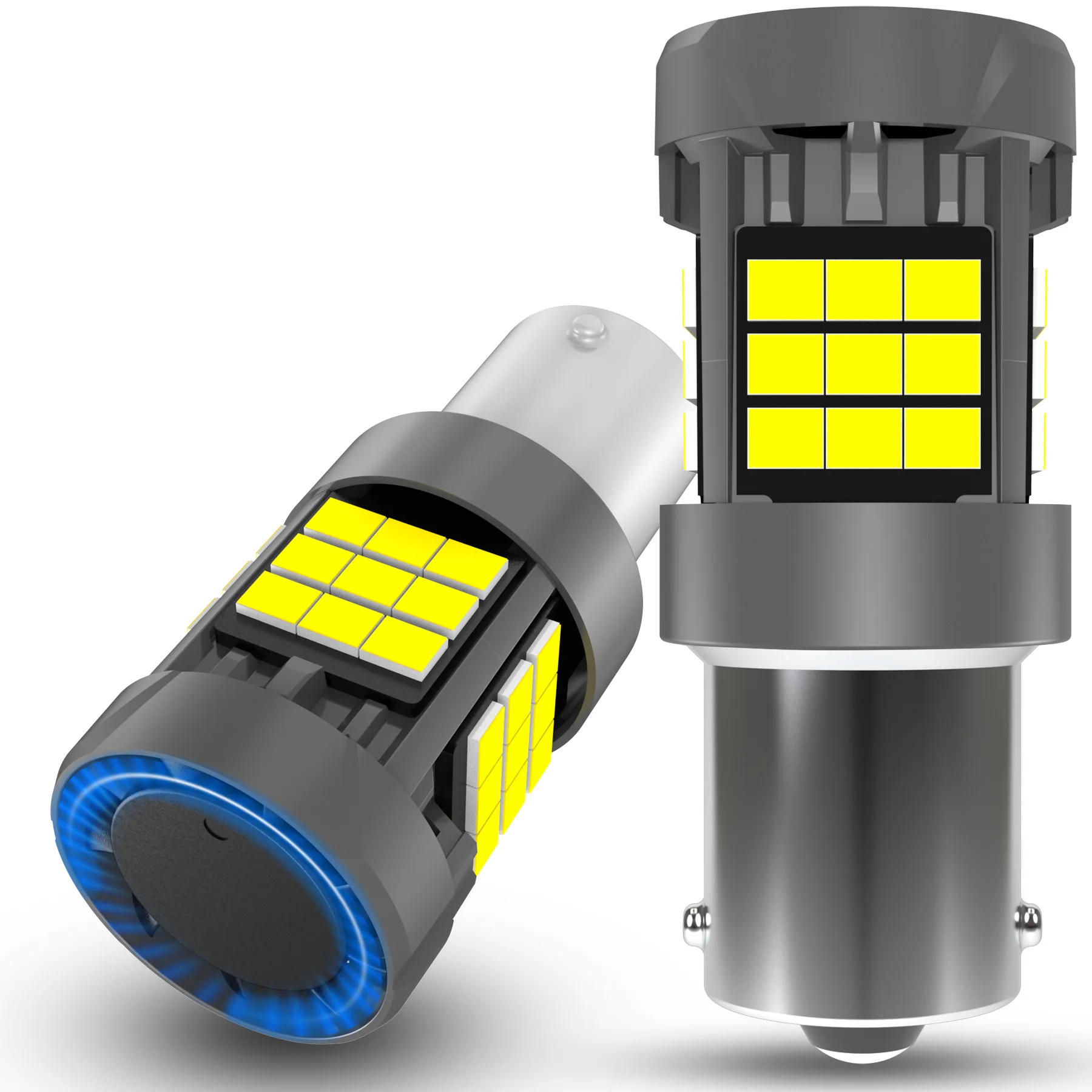 2pcs 1156 BA15S P21W Car Led Reverse Turn Light Super Bright 6000K Cool White High Power With Mini Fan Decoder For Chevrolet
