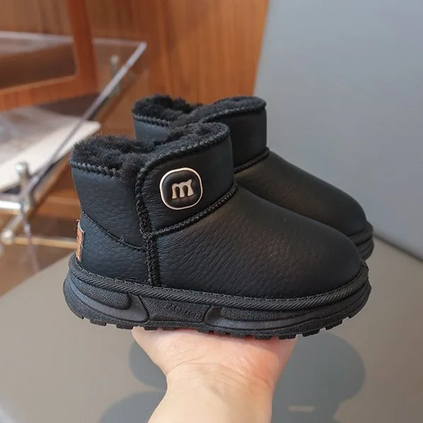 الفتيات أحذية الثلوج الشتاء سميكة صوف مبطن الانزلاق على الأحذية القطنية الدافئة للأطفال والأطفال الصغار العلامة التجارية الصينية الأسهم