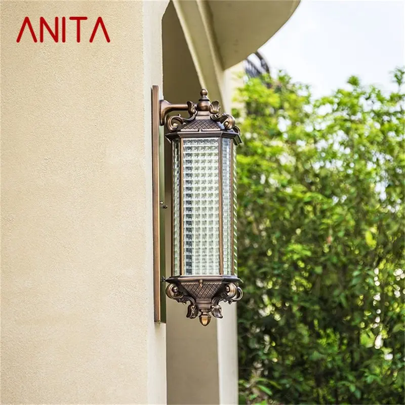 ANITA-Lámpara LED de pared para exteriores, candelabros de lujo Retro clásico, impermeable IP65, decorativo para el hogar