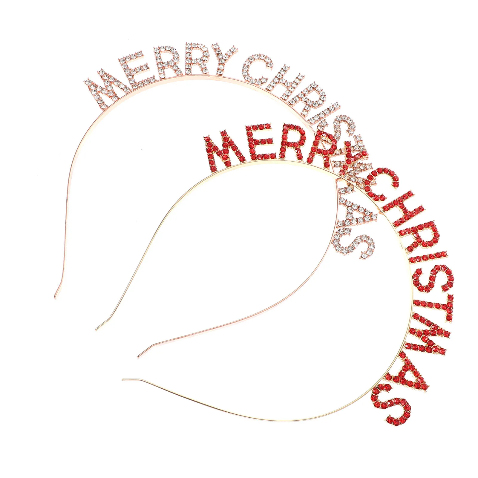 

2Pcs Water Drill Letter Rhinestone Hairbands Chic Decorative Christmas New Year Spring Festival Party Head Hoops