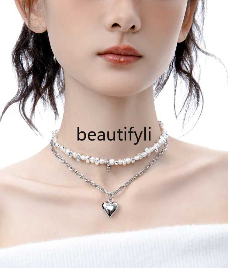 Original niche r collarbone chain freshwater pearl love feedback necklace