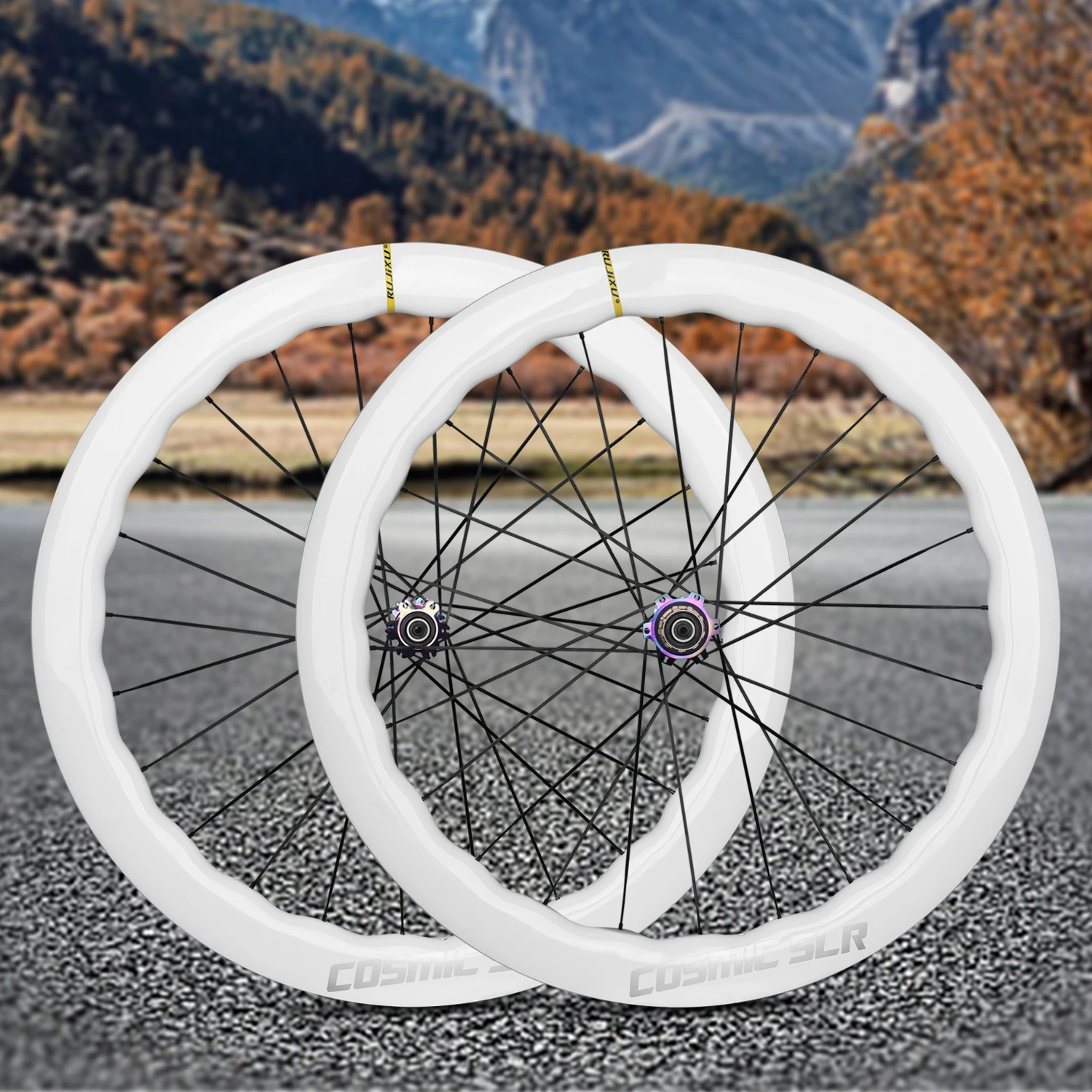 

700c Carbon fiber Gravel Rujixu road disc brake wheelset carbon fiber tube HUB bicycle disc brake wheel