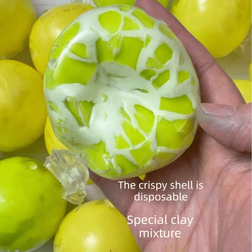 Creative Sensory Fidget Crunch Squishy Crunch Sound Round Wax Coating Squishy Pinch Glitter Crispy Squeeze Toy Desktop Gift