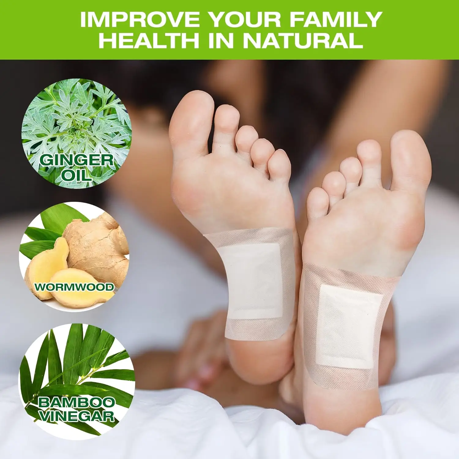 50 Pack Foot Pads, Ginger Oil Bamboo Charcoal Foot Pads, Foot Care Patch, Effective Feet Health Patches view 5