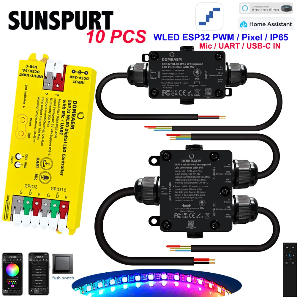 

1-10P ESP8266/32WLED светодиодный контроллер умный диммер DC12V 800IC сегментированный цвет для DIY WS2811 WS2812B SK6812 SM16703P полосы света