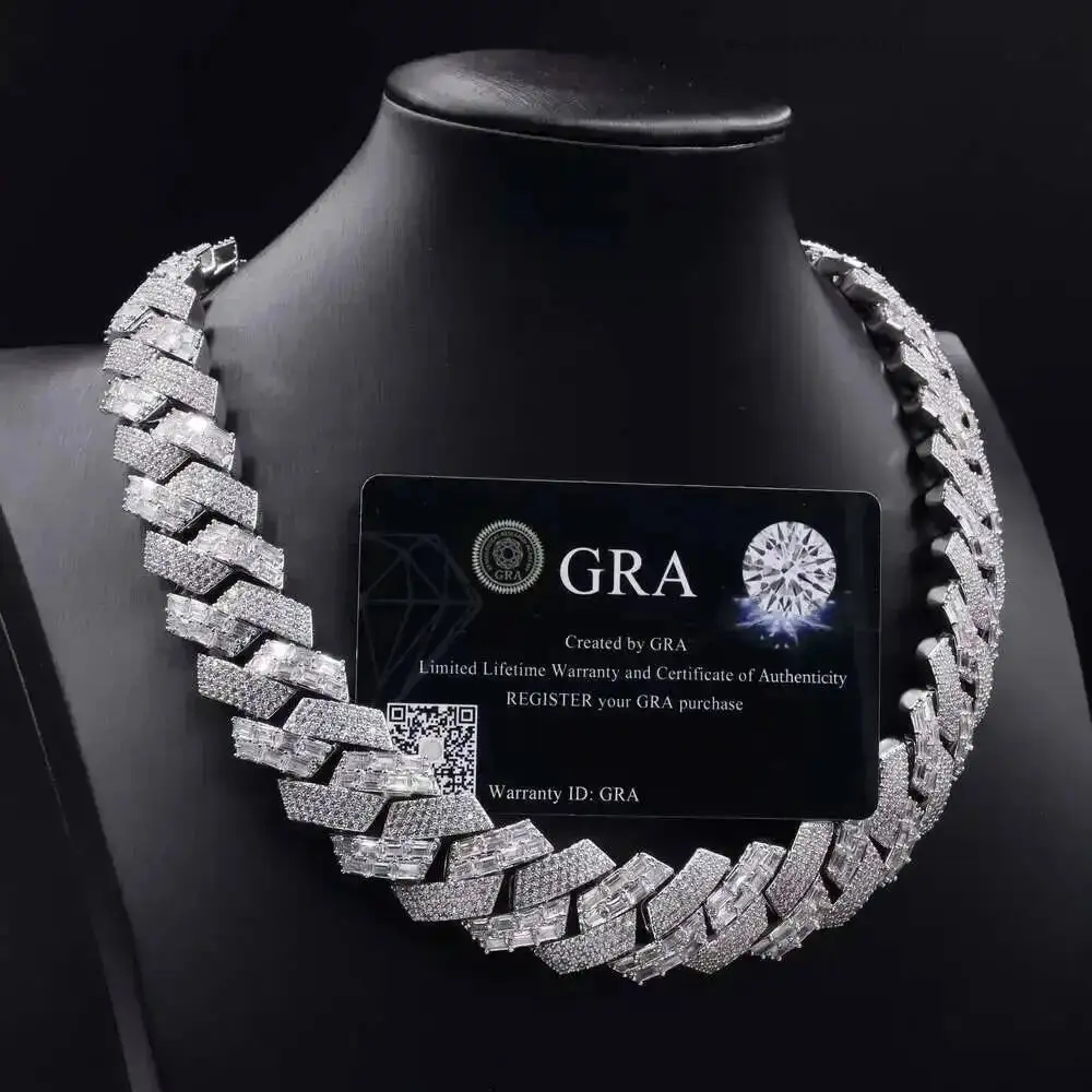 

Pass Diamond Tester Gra Moissanite Diamond 925 Sterling Silver Custom Cuban Link Chain for Rapper Hip Hop Necklace