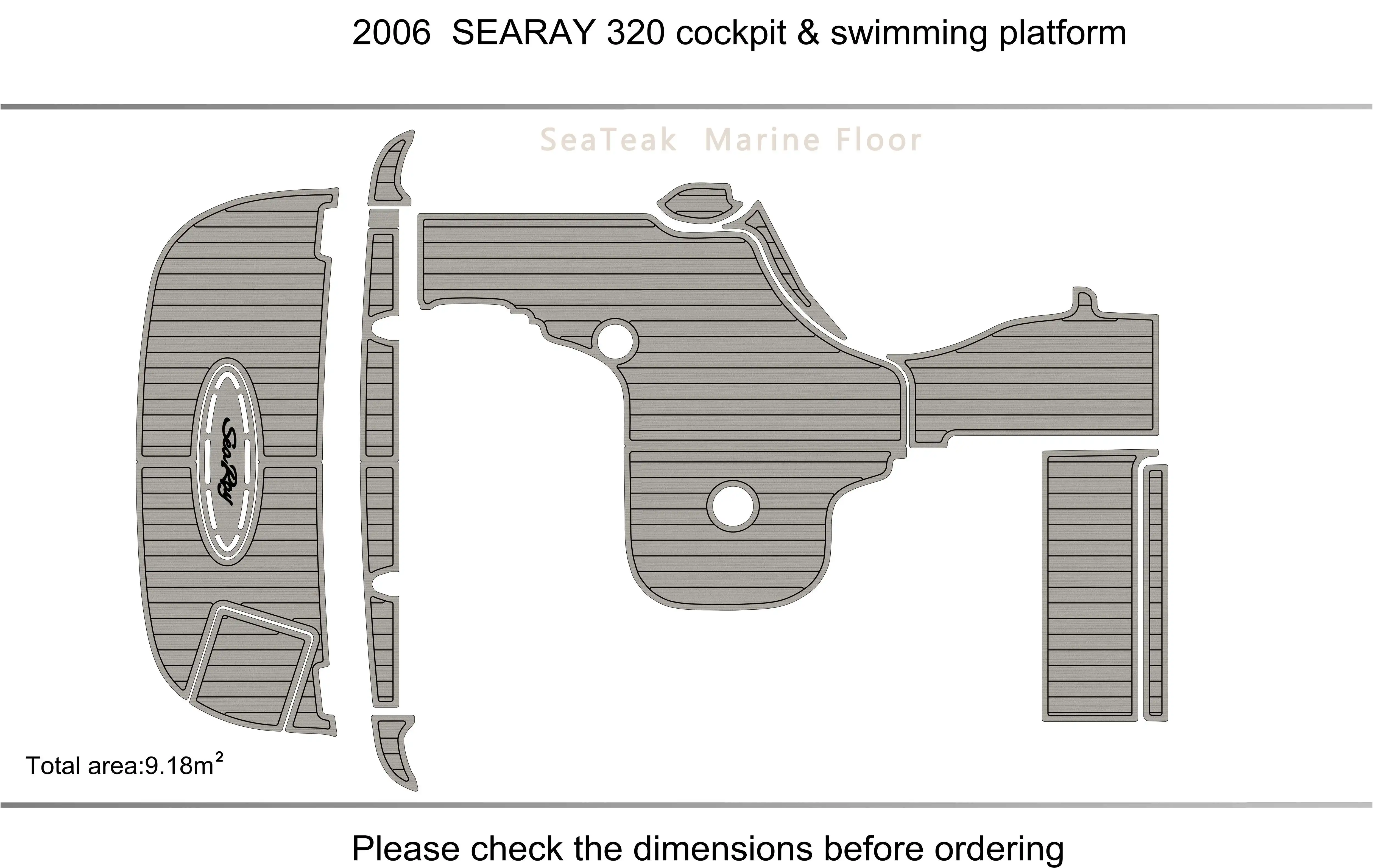 2006 Searay  320 sundancer Cockpit swimming platform  EVA fAUX  carpet  Water Ski Yacht Fishing Boat Non-slip mat  floor