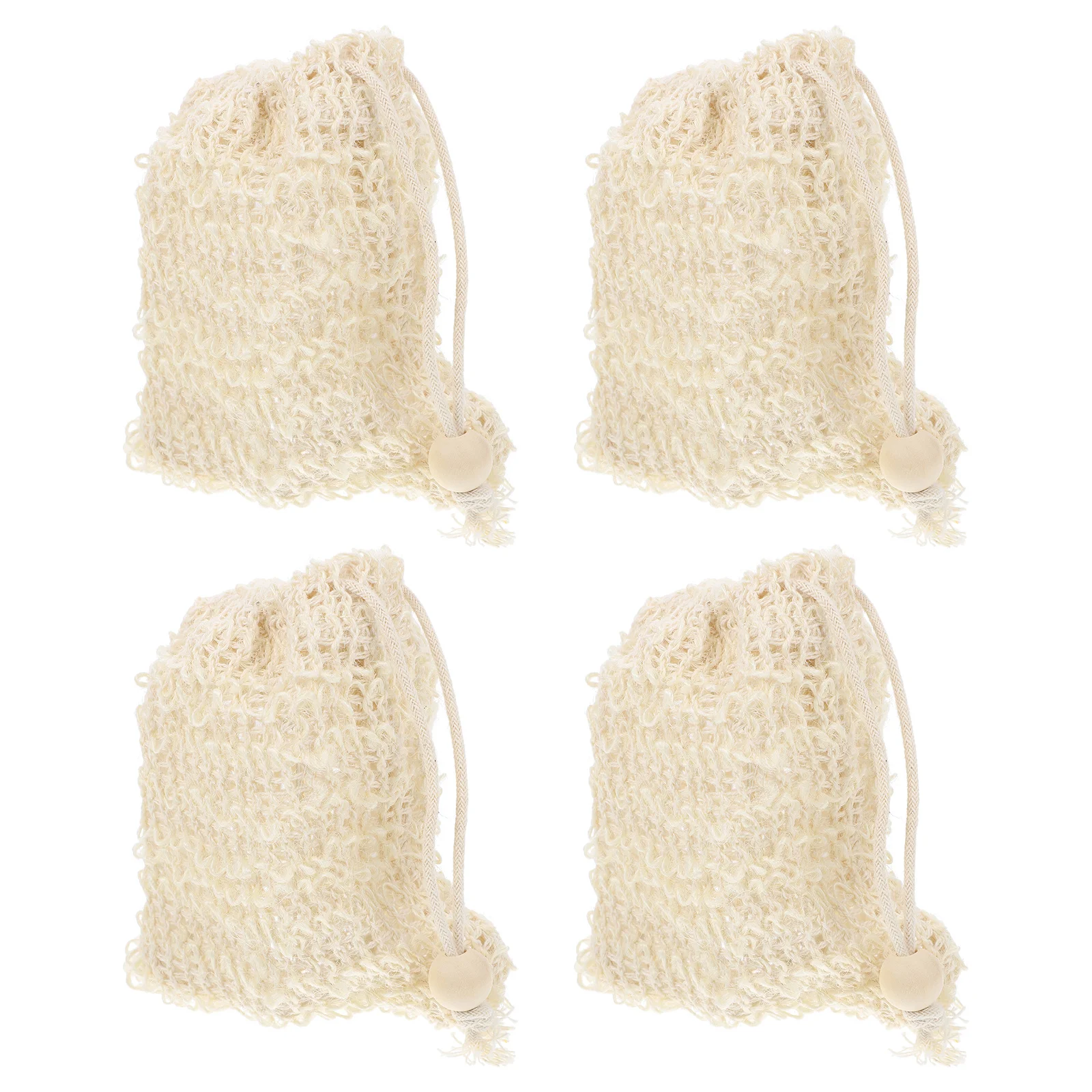 4 قطع من أكياس صابون الكتان القطني المقشر، حقيبة توفير للاستحمام، صابون برباط للحمام #6