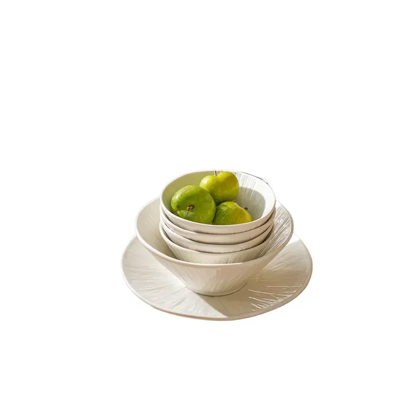 pure white dish set household plate simple dish and chopstick combination 2026 new ceramic tableware set