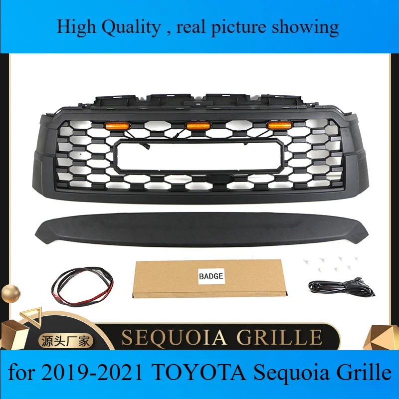 car Front Bumper Grille Trim for 2019-2021 TOYOTA Sequoia Grille auto Racing grills