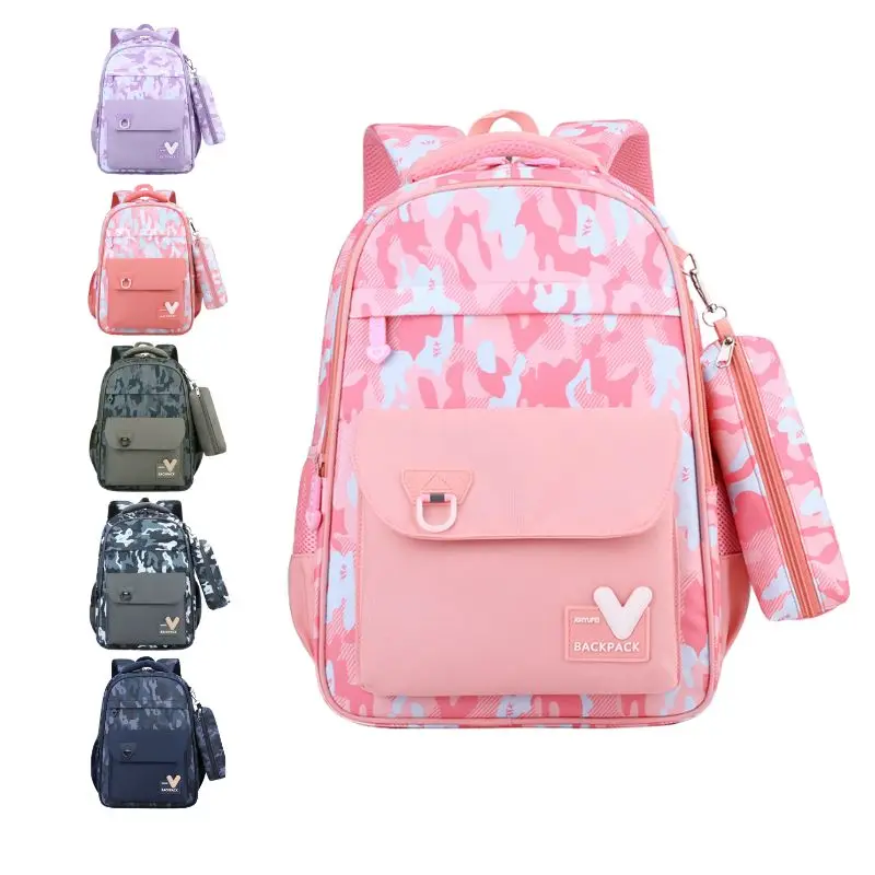 

2PCS Youth Waterproof Backpack Large Capacity Laptop Bag with Pencil Case Suitable for School Leisure and Travel