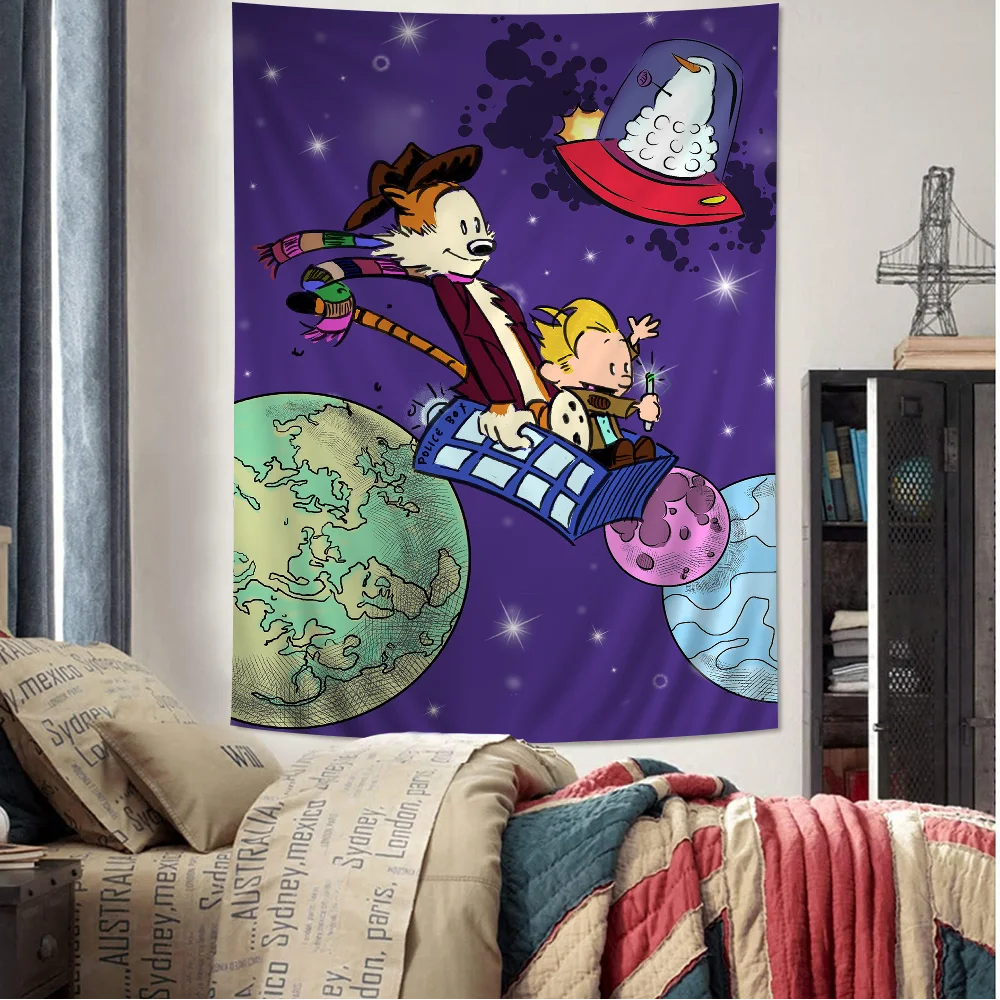 

Funny Calvin-and-Hobbes Anime Tapestry Art Science Fiction Room Home Decor Wall Art Decor