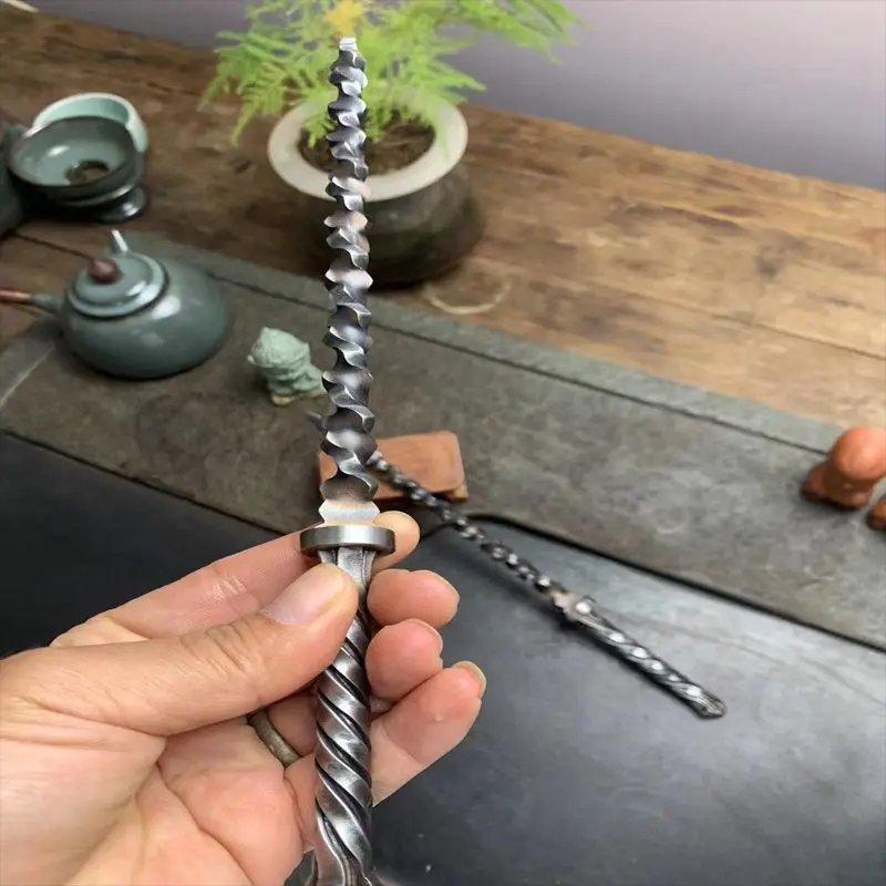27cm Handmade Whip Twist Desktop Ornament Mini Small Weapon Collection Double Whip Cold Weapon Tool