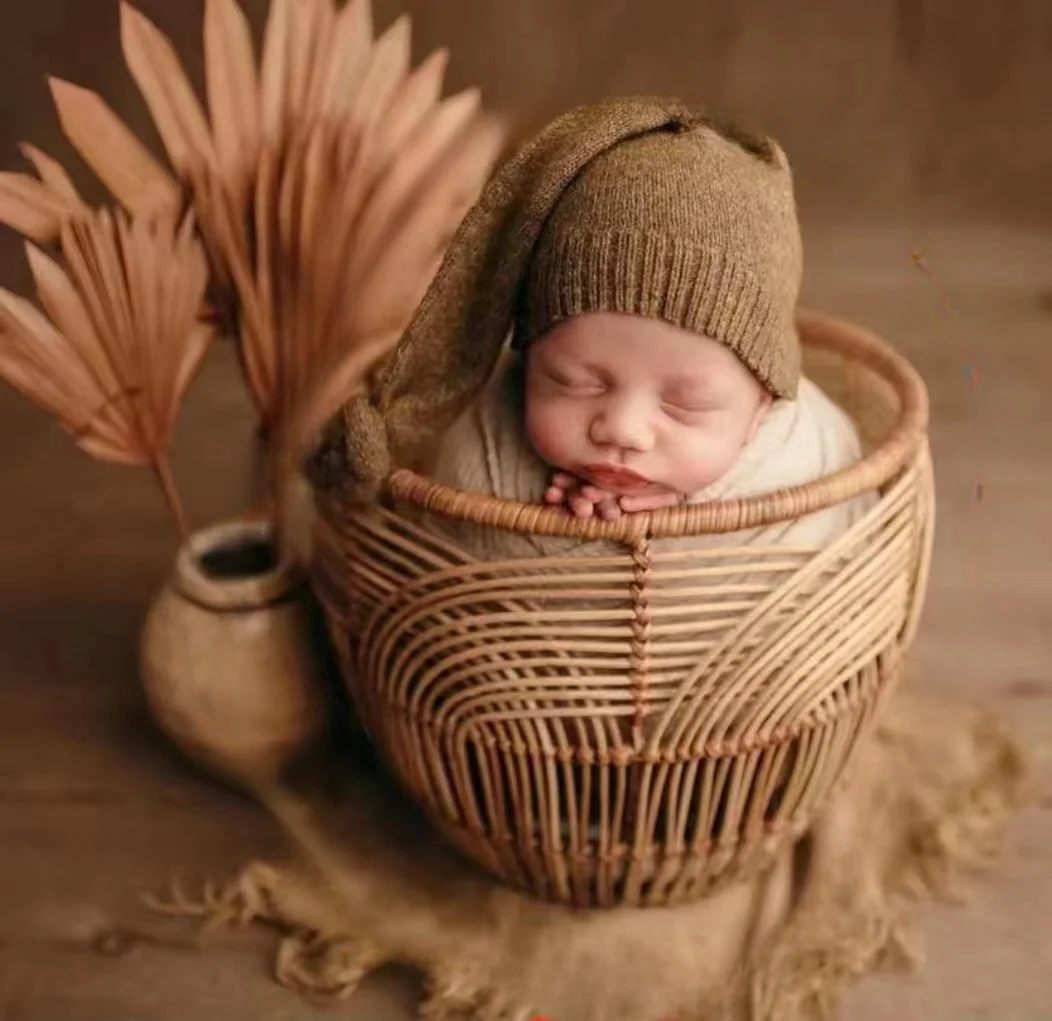 

Handmade Newborn Photography Props Basket Baby Posing Chair New Born Photo Prop Furniture Baby Rattan Tub Crib Fotografia