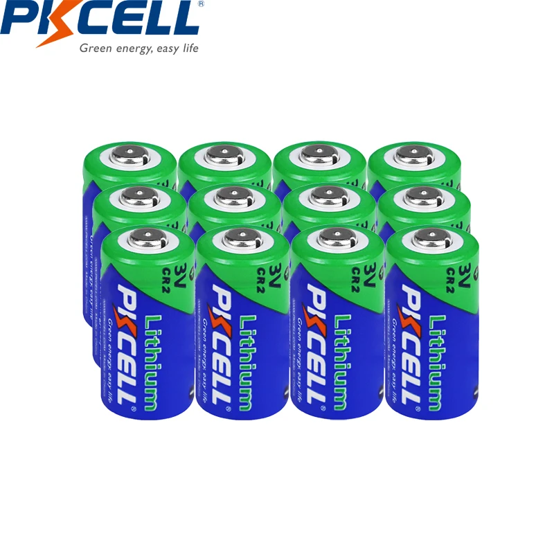 

12PC PKCELL CR2 3V Lithium Battery 850mAh Non-Rechargeable Battery for Microphones Camera Smoke Detector Doorbell Flashlight