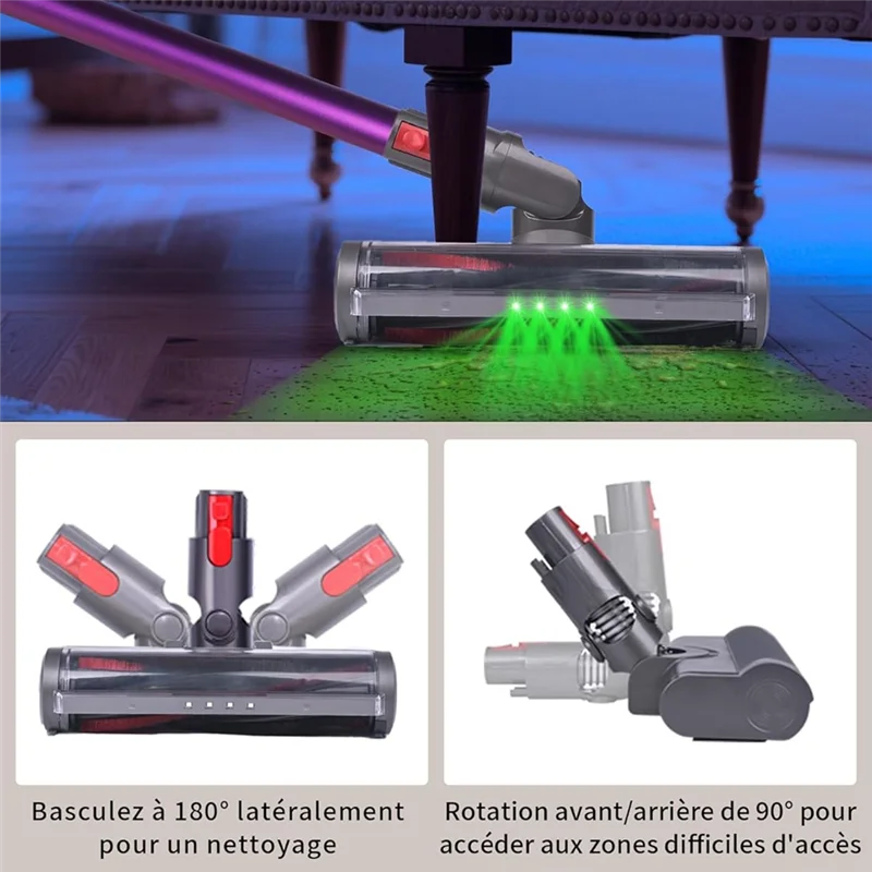 【ABODE】Replacement Brush Head For Dyson V7, V8 V10, V11 V15 Floor Brush With LED Green Light Vacuum Cleaner Parts