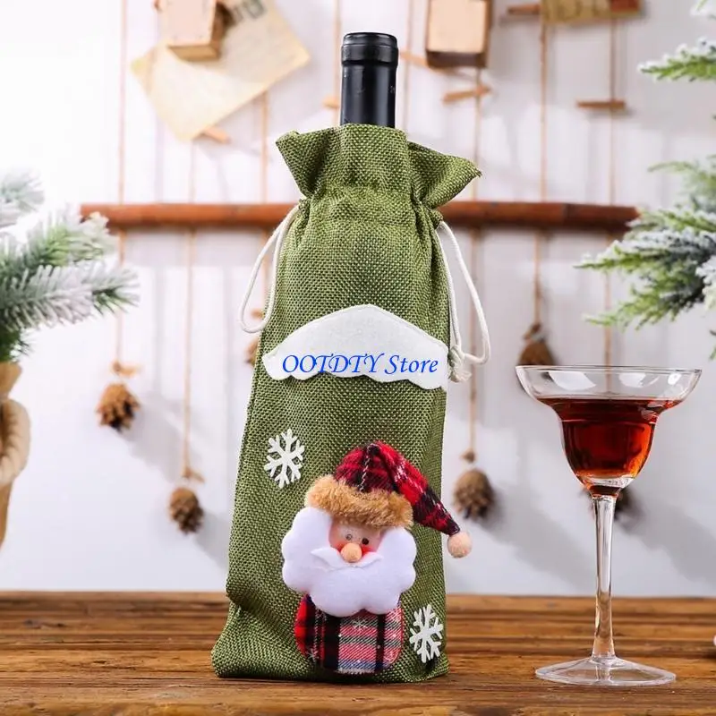367A Christmas Decorations Santa Wine Bottle Cover Snowman Champagne Gifts Bags Xmas Home Dinner Party Table Decor