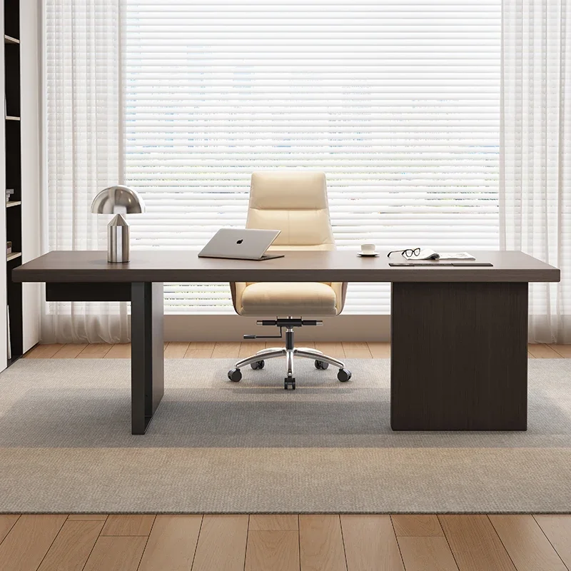 Nordic Minimalism Office Desk Modern Luxury Solid Wood Computer Boss Executive Study Table Office Furniture Mesa Escritorio FYOD