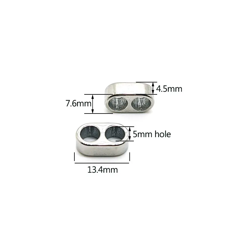 4Pcs Stainless Steel Charm Slide Spacer Beads Double Hole 5mm Big Hole Stopper Bead for Leather Bracelet DIY Jewelry Accessories