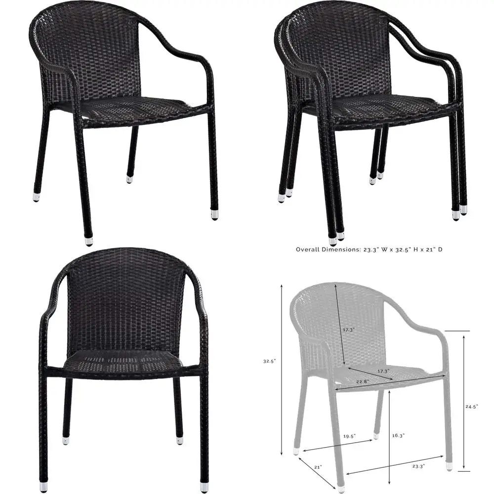 

Stackable Outdoor Wicker Chair Set, 2-Piece Dining Chairs for Patio or Porch, Brown