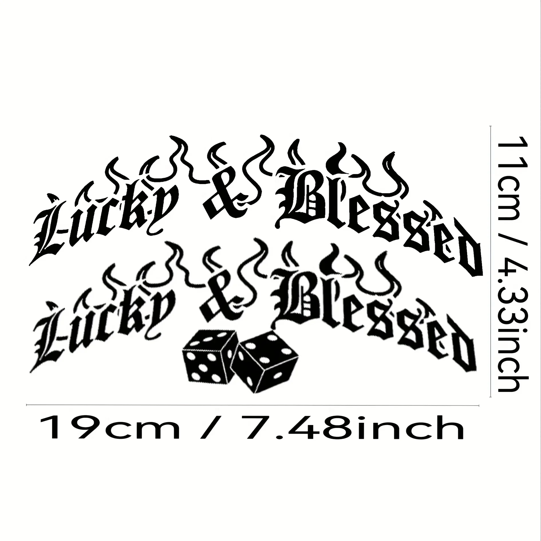 2PCS/SET Lucky & Blessed Dice Flame Stickers,Waterproof Vinyl Decal for Helmet & Car Body,Racing Decor,Holiday Gift