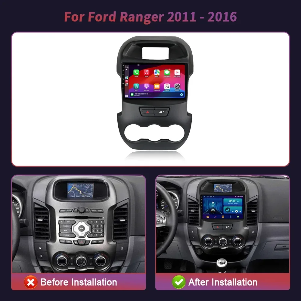 For FORD RANGER 2011 - 2016 Navigation GPS Wireless Auto Car Stereo Radio Multimedia 4G 2 DIN Android 14  Head Unit Screen