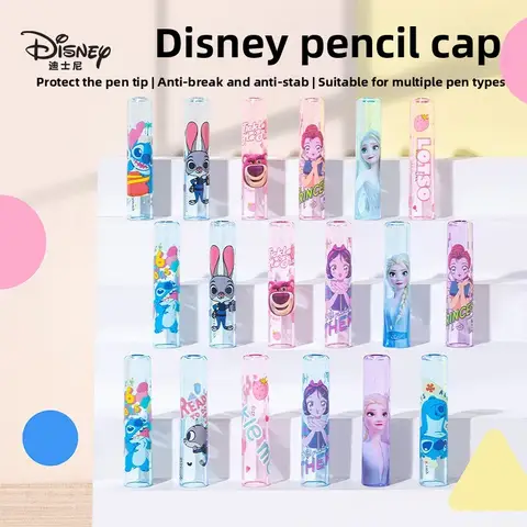Bilashmart New Disney cartoon pen cap cute princess plastic pen cover strawberry bear pencil cap pencil extender 6 Pack