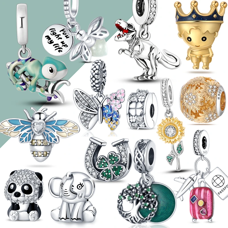 

925 Sterling silver animal chameleon charms Butterfly Heart Charm Fit Original 925 Pandora Bracelet Necklace jewelry For Women