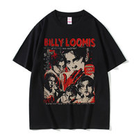 90s Vintage Horror Movie Scream T-shirts Billy Loomis We All Go A Little Mad Billy T Shirts Men Fashion Retro Oversized T-shirt