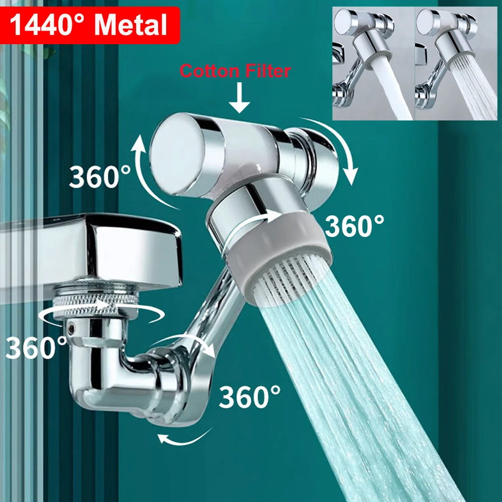 New Metal Faucet Aerator Extender Universal 1080° Rotation Tap Splash Filter Bubbler Nozzle Kitchen Faucets Extension 