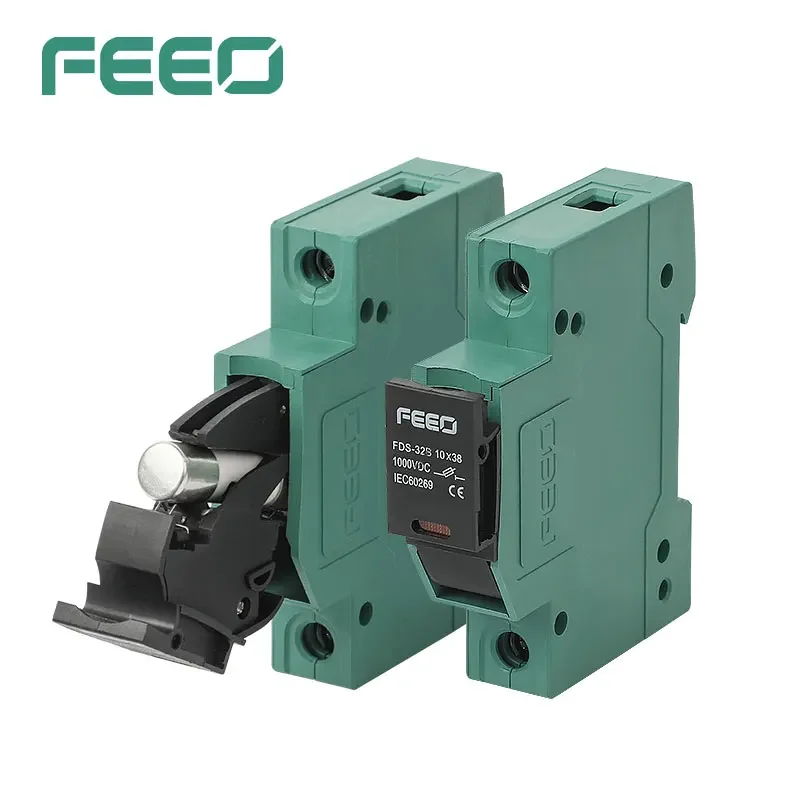 FEEO DC Fuse Holder 1000V 1-32A 10x38 Automotive Solar Fuse Holder Solar Din Rail CE Certification Photovoltaic  TUV Certificate