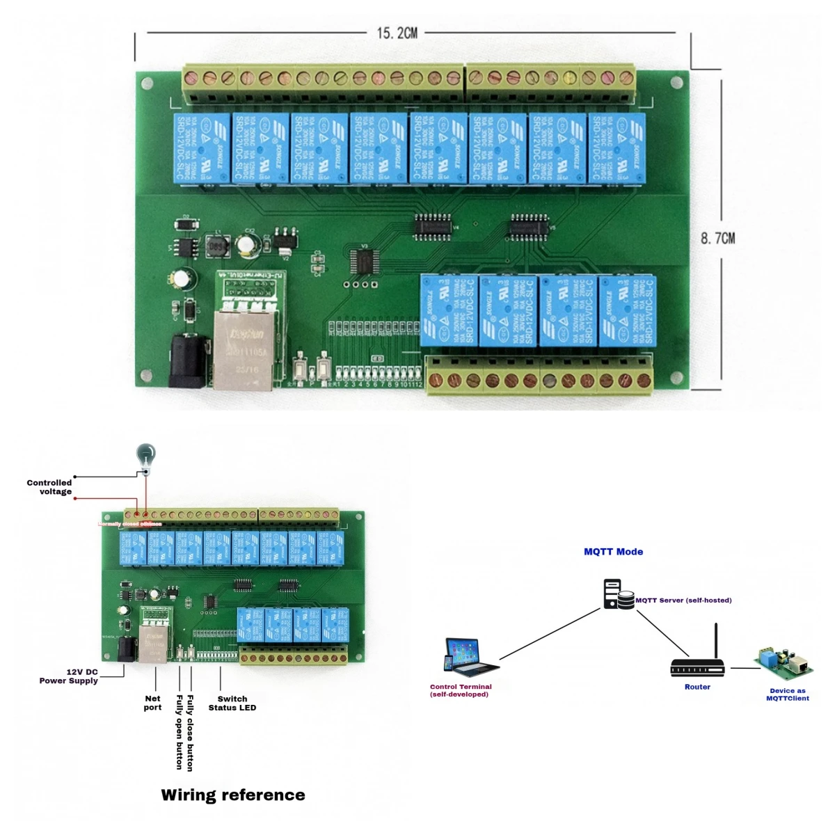 12 Channel RJ45 Ethernet Secondary Development TCP Remote Control Relay Switch Board Module
