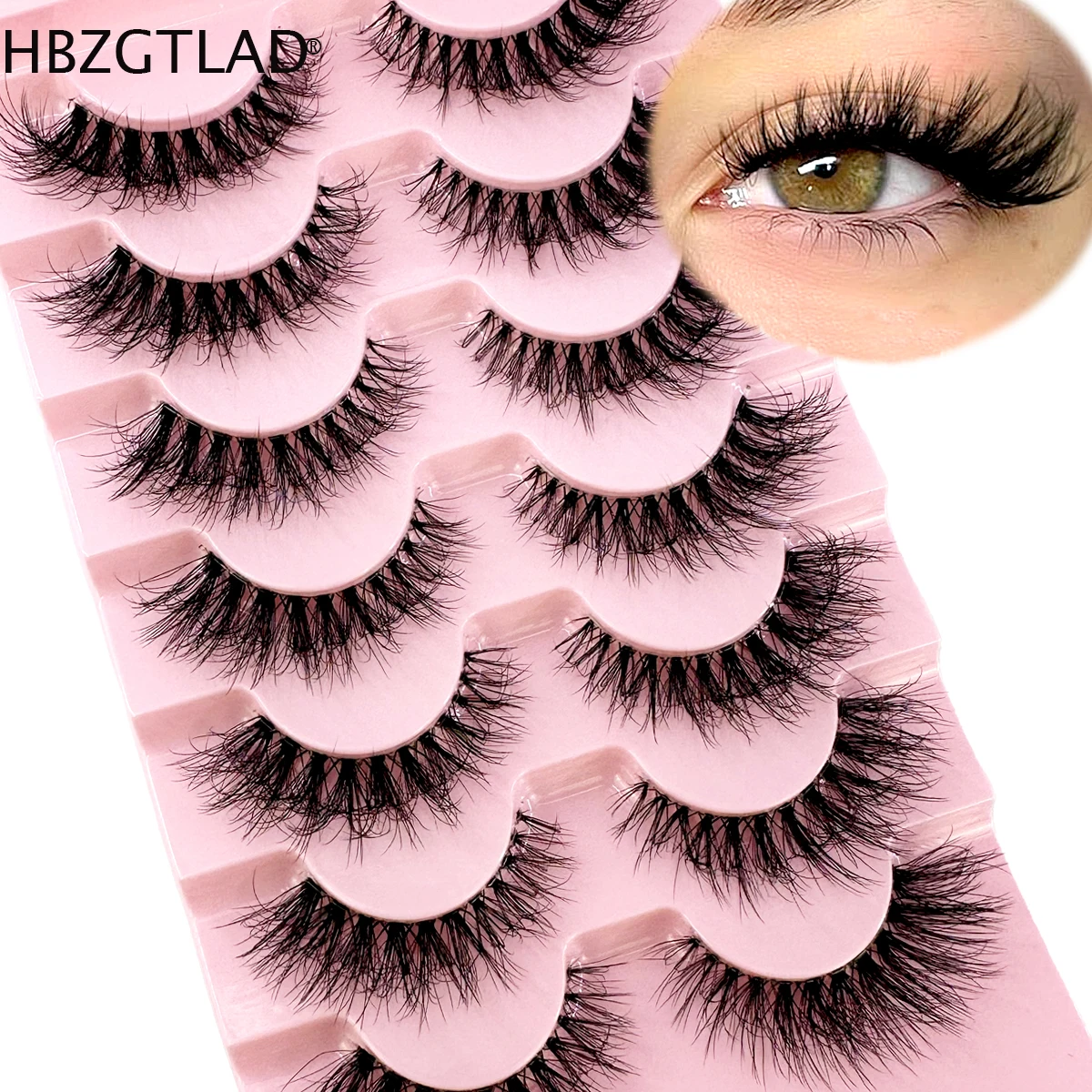 7Pairs Cat Eye Lashes Transparent 3D Mink Eyelashes Natural Clear False Eye Lashes Soft Invisible Eyelash Wispy Makeup Faux Cils