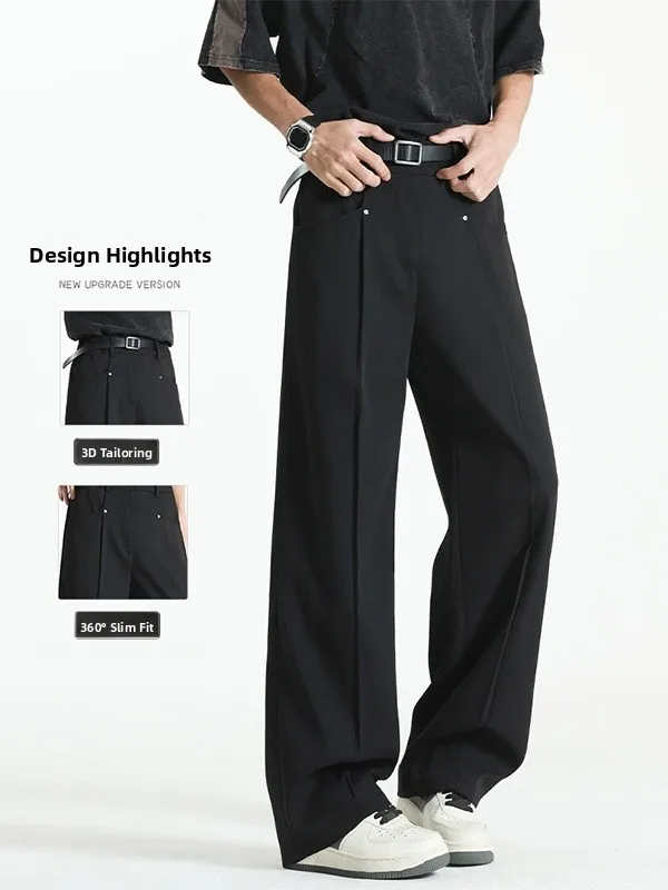 

Bla Men's Straight Leg Casual Trousers Spring Autumn 2025 New Sle Drapey Cleanfit High-End Loose Long Pants