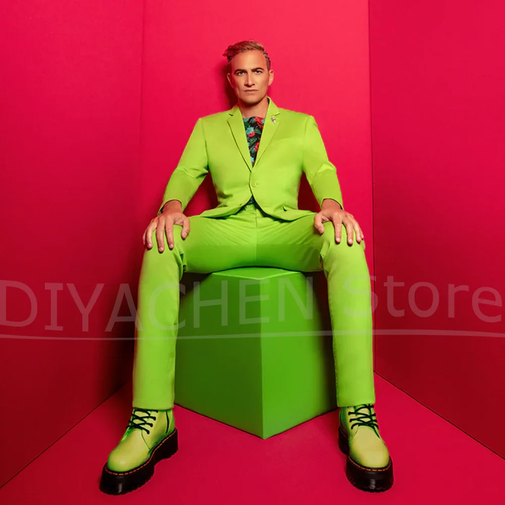 

Men's Suit Set Fashion Stylish Two Piece Suit Jacket and Pants for Party Wedding Stage Performance Unique Colorful Outfit