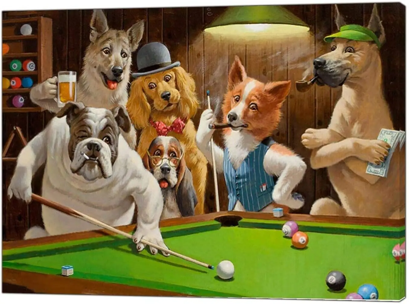 Dogs Playing Pool Metal Tin Signs Wall Art Plaque Garden House Signs 8