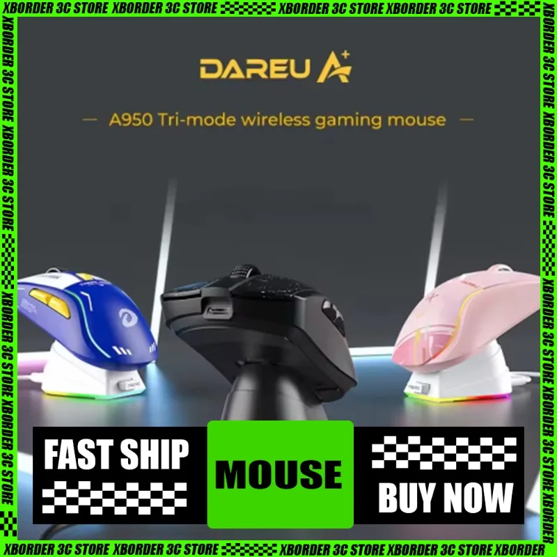 

DAREU A950 Mouse 3 Mode Bluetooth 2.4G Wireless Mouse Gaming Esports Office Wired Rechargeable Mouse High Appearance Gift