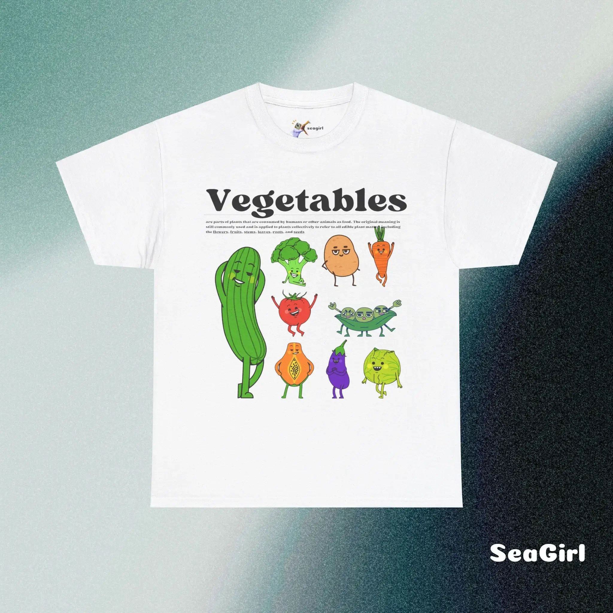 Funny Vegetables Print Cotton T Shirt Vintage 90s Nostalgia Retro Food Gardening Uplifting Women and Men Style