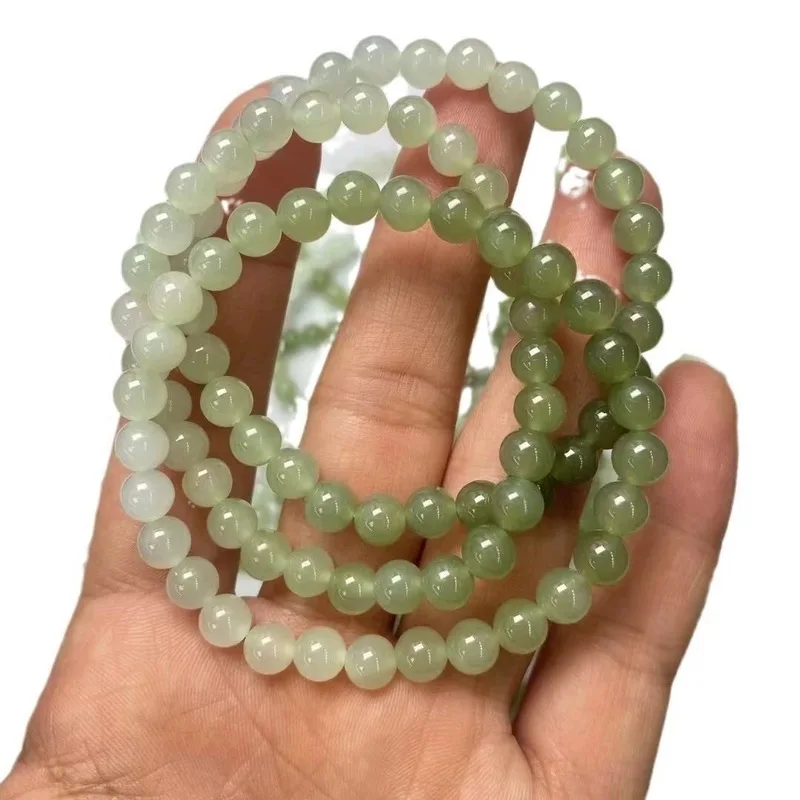 Hetian Qinghai Material 6Mm Bracelet Round Buddha Loose Beads Jade Accessories Jewelry