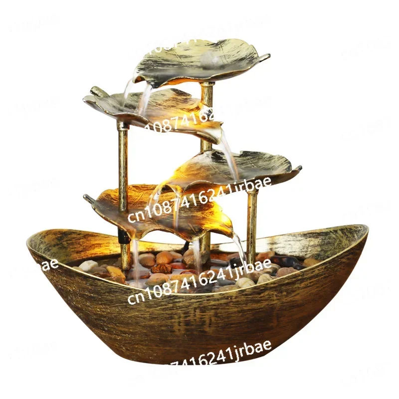 Tabletop Fountain Waterfall Fountain For Indoor Decor Water Over Sailing Lotus Leaf Electric Pump for Home Office Relaxation