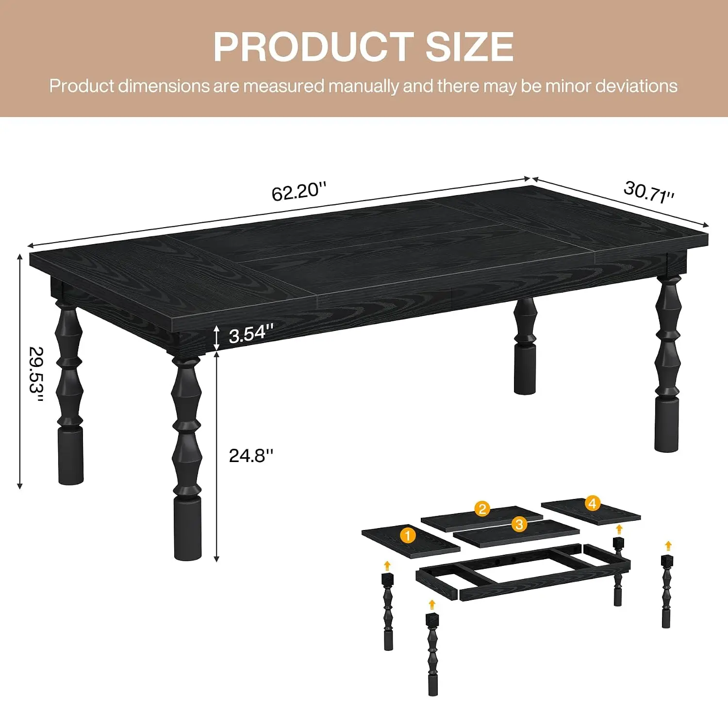 Large Black Executive Desk 62.2
