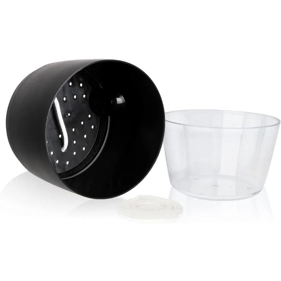 Vasos de plantador com rega automática de 6 polegadas para plantas de interior Pacote com 3 potes violeta africana com pavio RopeBlack